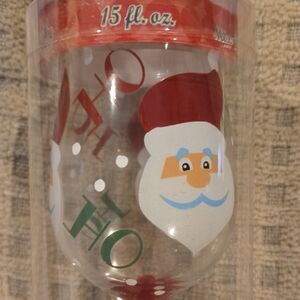 15 fl. oz. Santa Holiday Glass - Red and Green